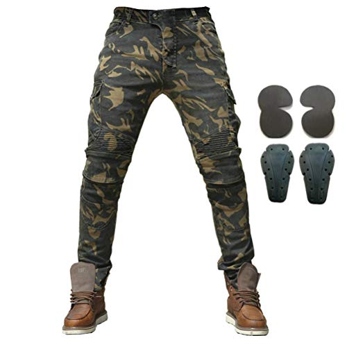 Herren Motorradhose, Jeansjeans mit Rüstung, 4 x Kniepolster, Herren, camouflage, L=32 von Armor Qtrees