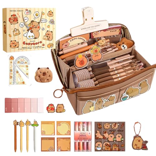 Arroopu 45 Stück Capybara Schreibwaren Set, Süßes Schreibwaren Geschenkset Für Kinder, Mit Stiften, Clips, Linealen Und Mehr, Federmäppchen, Für Büro, Schule, Kinder, Schüler, Schreibwarenbedarf Arroopu 45 Stück Capybara Schreibwaren Set, Süßes Schreibwaren Geschenkset Für Kinder, Mit Stiften, Clips, Linealen Und Mehr, Federmäppchen, Für Büro, Schule, Kinder, Schüler, Schreibwarenbedarf von Arroopu
