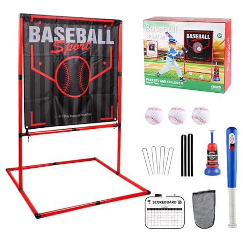 Arroopu Baseball-Wurfspiel-Set – Baseball-Pitching-Trainingsset für Kinder, Wurfball-Spiel-Set mit automatischem Tee für drinnen oder draußen von Arroopu