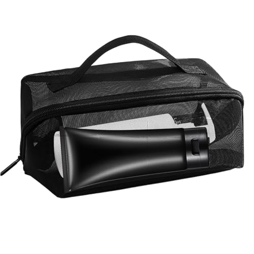 Arrovarp Kulturbeutel aus Netzstoff – Kulturbeutel für Reisen, Damen, Kulturbeutel für Reisen, tragbare Kosmetiktasche, Reisetasche, transparent, stabil, Make-up-Tasche für Outdoo, Schwarz , Refer to von Arrovarp