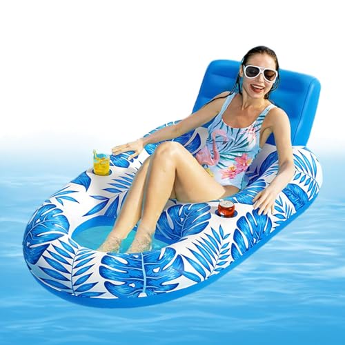 Arrovarp Pool Float Lounge Chair,Aufblasbare Poolschwimmer | Aufblasbare Liege-Poolschwimmer mit Getränkehalter | Wasserfloß, multifunktionales Bräunungsfloß für den Garten-Hinterhof-Pool-Strand von Arrovarp