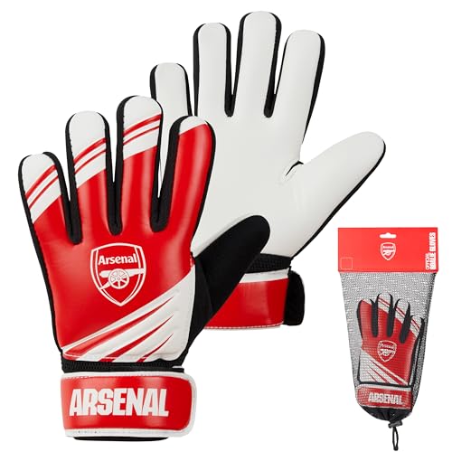 Arsenal F.C. Torwarthandschuhe Kinder Jungen mit rutschfestem Grip, Goalkeeper Gloves Größe 5 oder 7 - Fußball Zubehör (Größe 7) von Arsenal F.C.