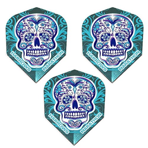 Art Attack Harrows Marathon Sugar Skull Day of The Dead Metallic 100 Mikron Extra Stark Dart-Flights (1 Set) von Art Attack