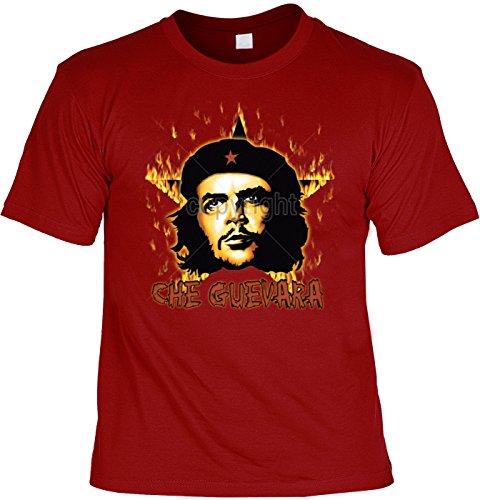 Revolution T-Shirt Che Guevara mit Flammenstern (Größe: XL) in dunkelrot von Art & Detail Shirt