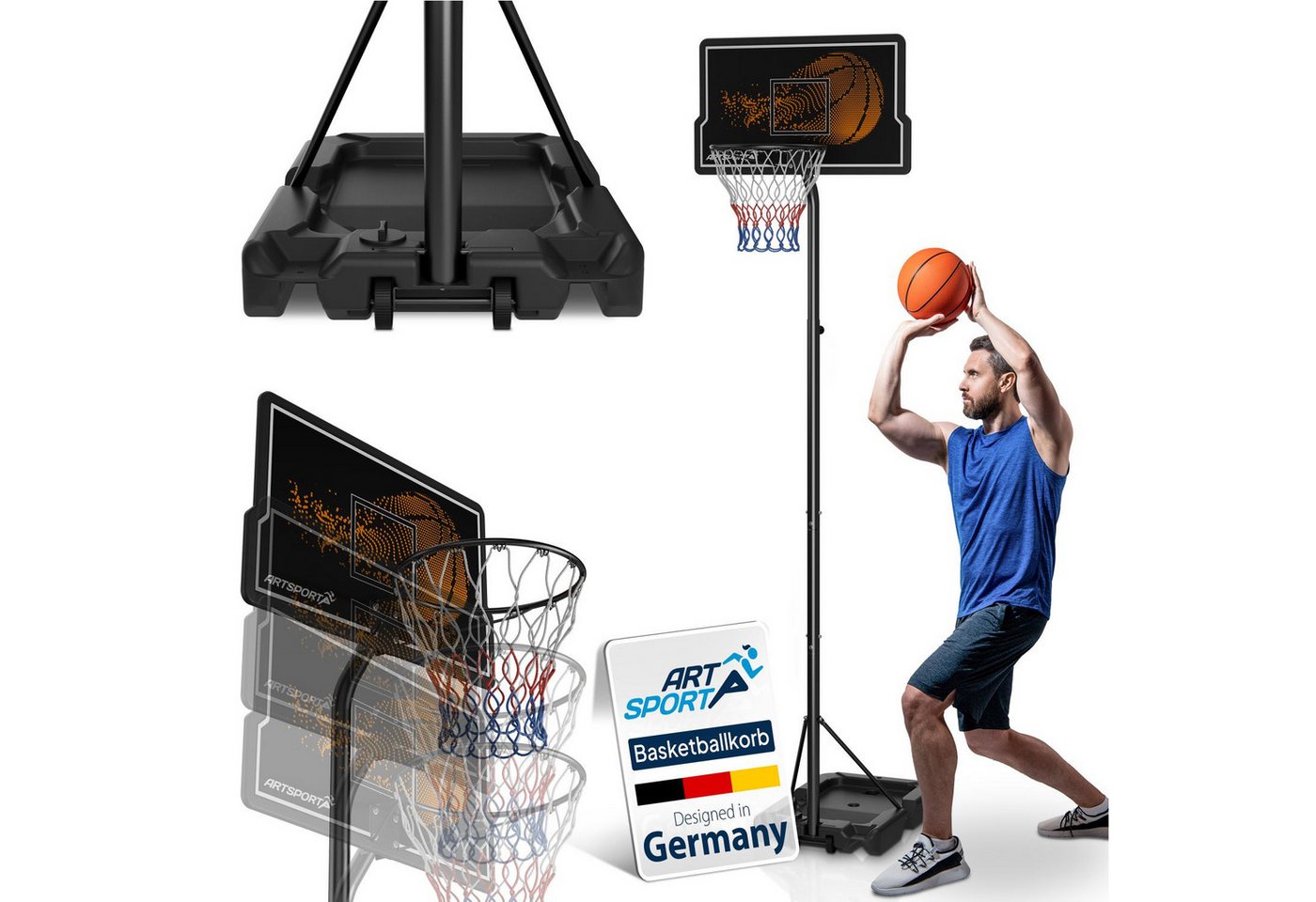 ArtSport Basketballkorb, mit Ständer und Rollen, höhenverstellbar 255 bis 305 cm ArtSport Basketballkorb, mit Ständer und Rollen, höhenverstellbar 255 bis 305 cm von ArtSport