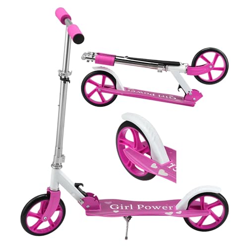 ArtSport Scooter Cityroller Big Wheel 205mm Räder klappbar & höhenverstellbar - Kinder-Roller ab 3 Jahre - Tretroller bis 100 kg - pink von ArtSport