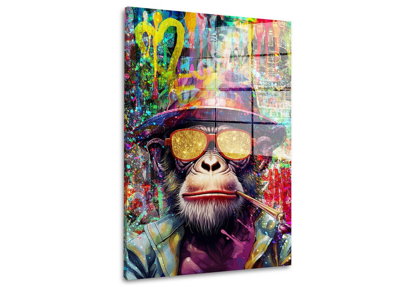 Artedinoi Acrylglasbild Pop Art Affe mit Sonnenbrille Acrylglas Wandbild Bild Wanddeko Wohnzim Artedinoi Acrylglasbild Pop Art Affe mit Sonnenbrille Acrylglas Wandbild Bild Wanddeko Wohnzim von Artedinoi