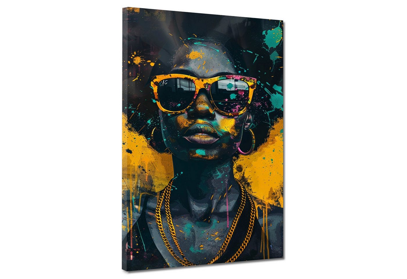 Artedinoi Leinwandbild Afrikanische Frau mit Sonnenbrille farbenfroh Leinwandbild Wandbild XL Artedinoi Leinwandbild Afrikanische Frau mit Sonnenbrille farbenfroh Leinwandbild Wandbild XL von Artedinoi