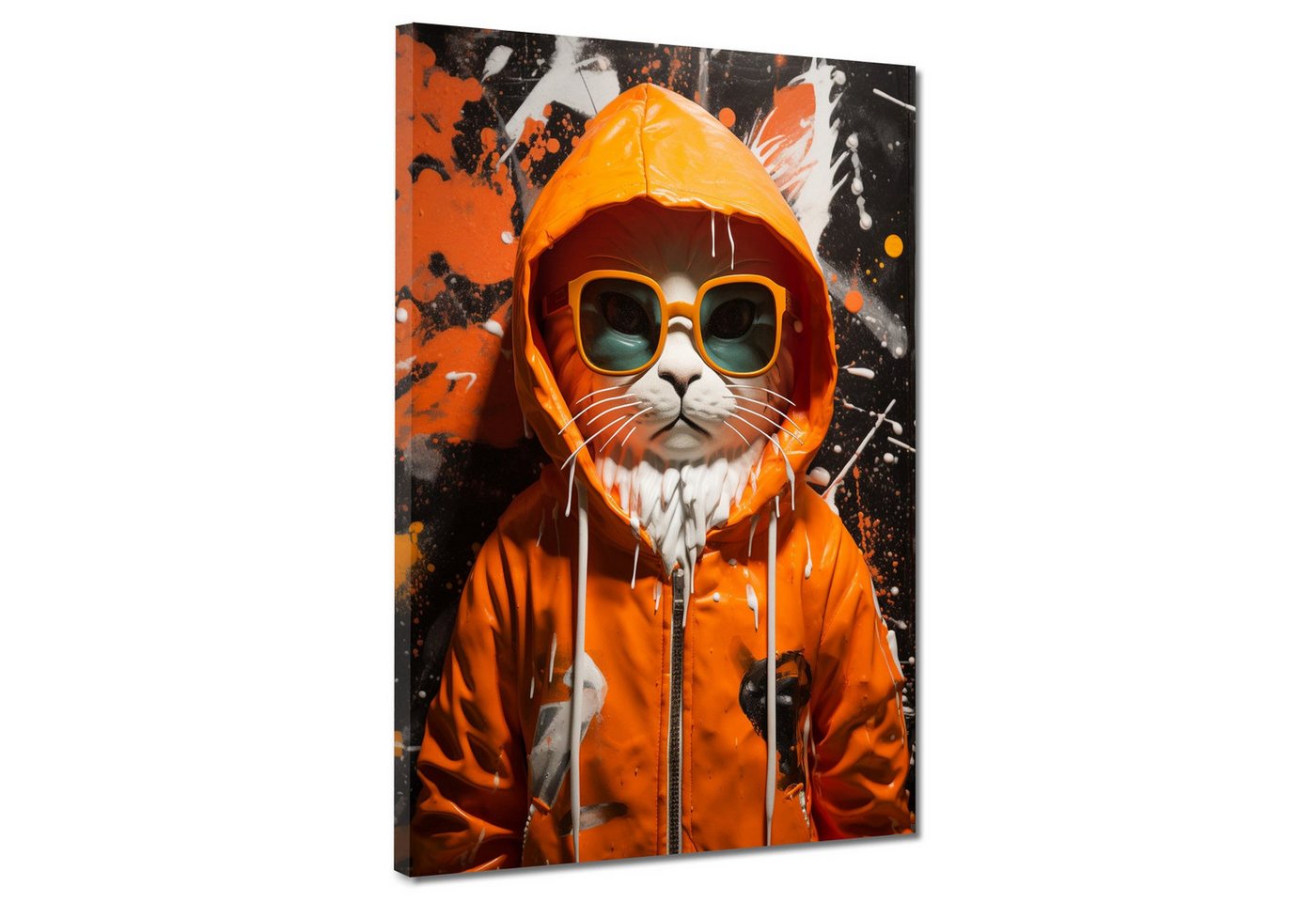 Artedinoi Leinwandbild Coole Katze Jacke & Sonnenbrille Leinwandbild Wandbild Kunstdruck XL W von Artedinoi