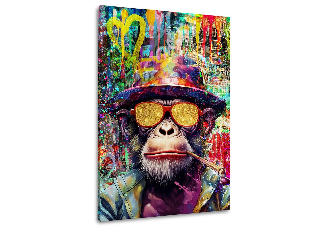 Artedinoi Leinwandbild Pop Art Affe mit Sonnenbrille Wandbild Leinwandbild Kunstdruck XL Wand Artedinoi Leinwandbild Pop Art Affe mit Sonnenbrille Wandbild Leinwandbild Kunstdruck XL Wand von Artedinoi