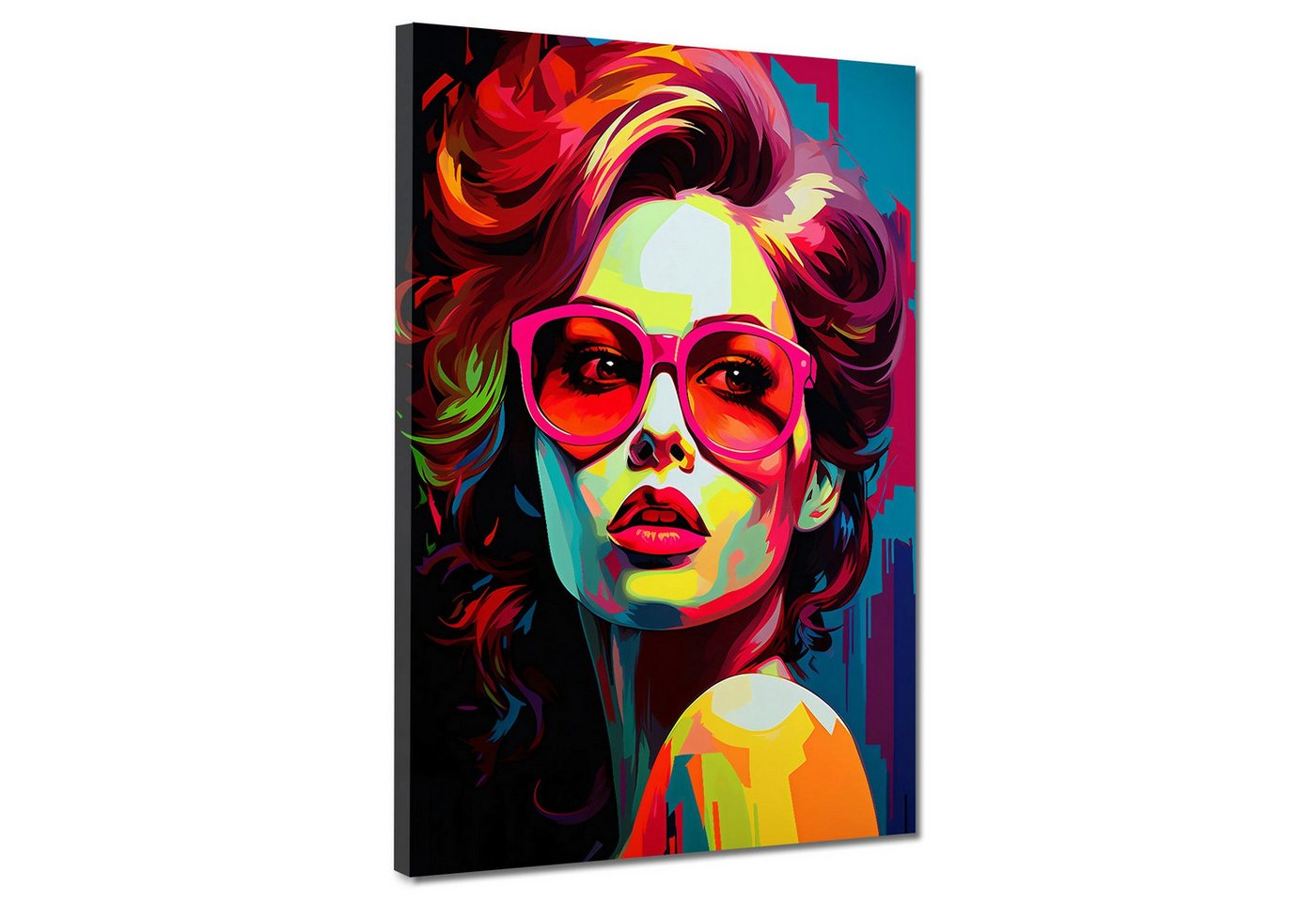 Artedinoi Leinwandbild Pop Art Frau mit roter Sonnenbrille Leinwandbild Wandbild Kunstdruck X Artedinoi Leinwandbild Pop Art Frau mit roter Sonnenbrille Leinwandbild Wandbild Kunstdruck X von Artedinoi