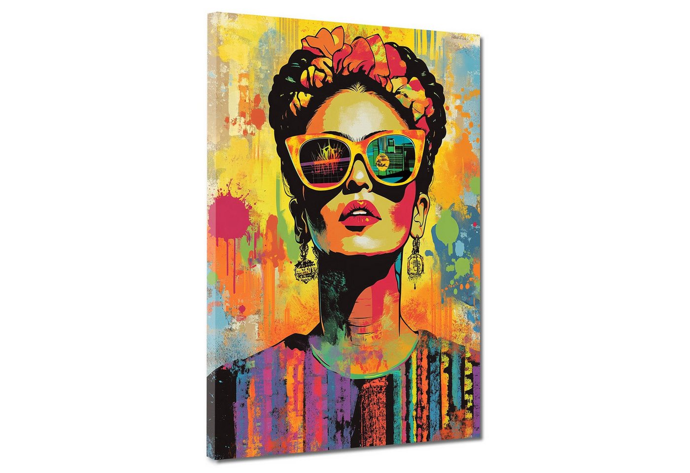 Artedinoi Leinwandbild Stylische Frida mit Sonnenbrille Pop Art Leinwandbild Wandbild XL Wand Artedinoi Leinwandbild Stylische Frida mit Sonnenbrille Pop Art Leinwandbild Wandbild XL Wand von Artedinoi