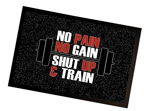 Artylicious Turnmatte – Rot Gym Motivational Zitat No Pain No Gain Fußmatte 60 x 40 cm von Artylicious