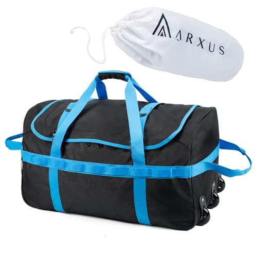 Arxus Faltbare Reisetasche mit Rollen, 85L Großer Griff Handgepäck, Rolltasche für Reisen, Sport, Camping, Wochenende, Übernachtung Arxus Faltbare Reisetasche mit Rollen, 85L Großer Griff Handgepäck, Rolltasche für Reisen, Sport, Camping, Wochenende, Übernachtung von Arxus