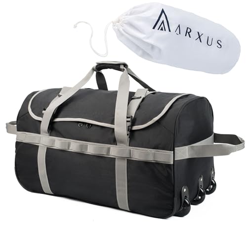 Arxus Faltbare Reisetasche mit Rollen, 85L Großer Griff Handgepäck, Rolltasche für Reisen, Sport, Camping, Wochenende, Übernachtung Arxus Faltbare Reisetasche mit Rollen, 85L Großer Griff Handgepäck, Rolltasche für Reisen, Sport, Camping, Wochenende, Übernachtung von Arxus
