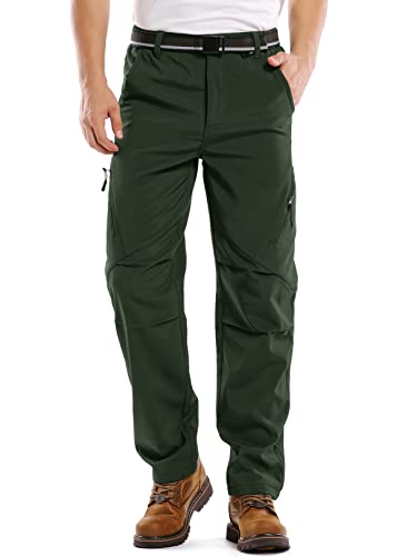 Asfixiado Herren Wanderhose Wasserdicht Softshellhose Skihose Warm Gefüttert Schneehose Thermohose Snowboardhose Outdoorhose Winddicht Winter Trekkinghose(6070 Cargo Green 42) von Asfixiado