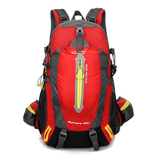 Asge 40L Wanderrucksack Oxford Trekkingrucksack Groß Damen Herren Reiserucksack Leichter Tagesrucksack Foldable Für Wandern Bergsteigen und Reisen Sport (Rot) von Asge