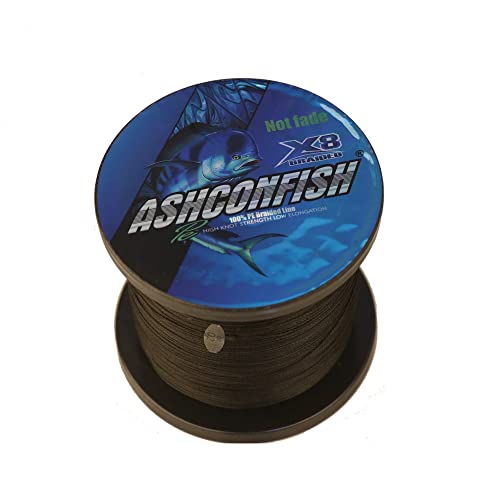 Ashconfish 8 Stränge ohne verblassende geflochtene Angelschnur-300M 300Lb Test 100% PE Angeldraht -Super stark-Abriebfest-Null Stretch-Kleiner Durchmesser-Schwarz von Ashconfish