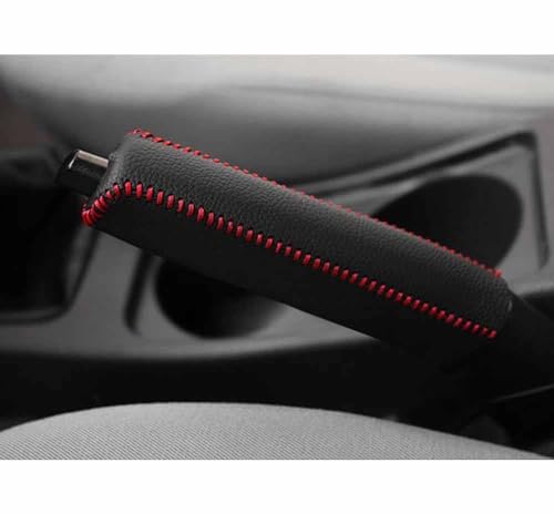 Auto Handbremse Abdeckung für Nissan Tiida 2005-2009, Leder Handbremsengriffe SchutzhüLle Rutschfeste Handbremshebel Hülle ZubehöR,B/Black Red Line von Ashild