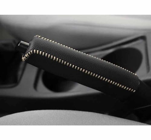 Auto Handbremse Abdeckung für SEAT Altea XL 2004-2015, Leder Handbremsengriffe SchutzhüLle Rutschfeste Handbremshebel Hülle ZubehöR,D/Black Beige Line von Ashild
