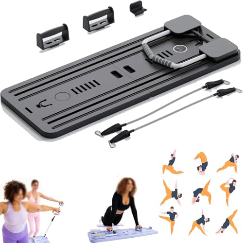 Lhanel Pilates-Board, Lhanel Pilates Reformer-Set, vielseitiges faltbares Pilates-Reformer-Board für Heimtraining, 5-in-1-Pilates-Gleitbrett, formen Sie Ihren Körper (schwarz) von Ashopfun