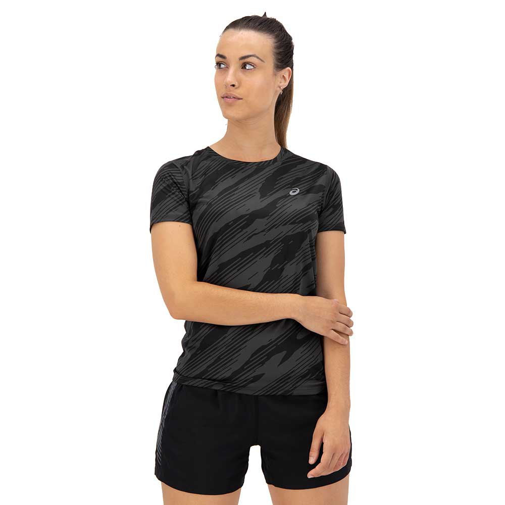 Asics Core All Over Print Short Sleeve T-shirt Schwarz S Frau von Asics