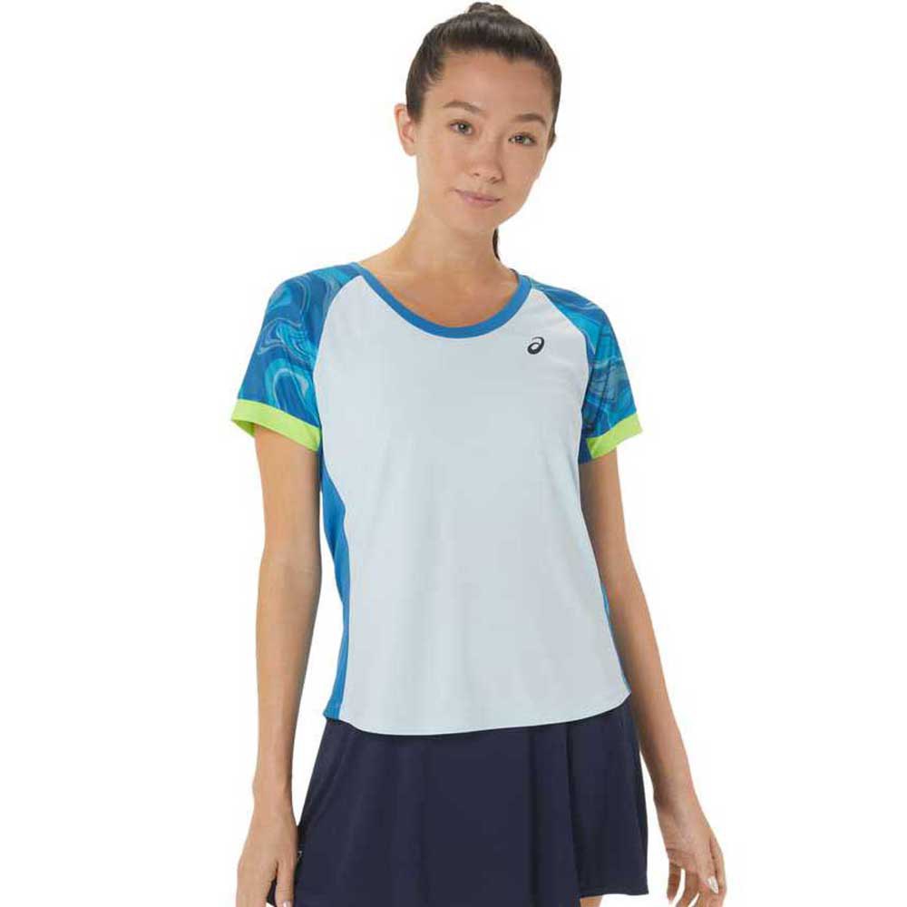 Asics Court Graphic Short Sleeve T-shirt Blau XL Frau von Asics