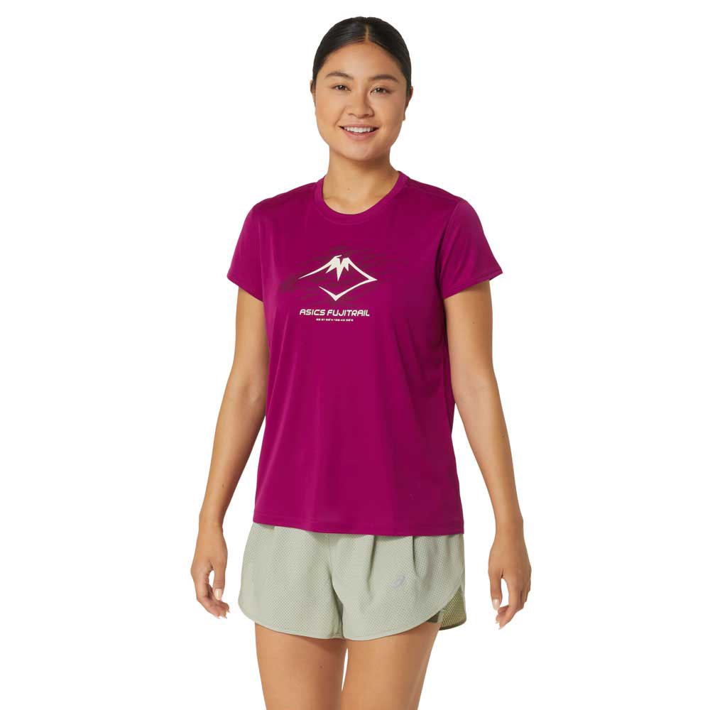 Asics Fujitrail Logo Short Sleeve T-shirt Rosa L Frau von Asics