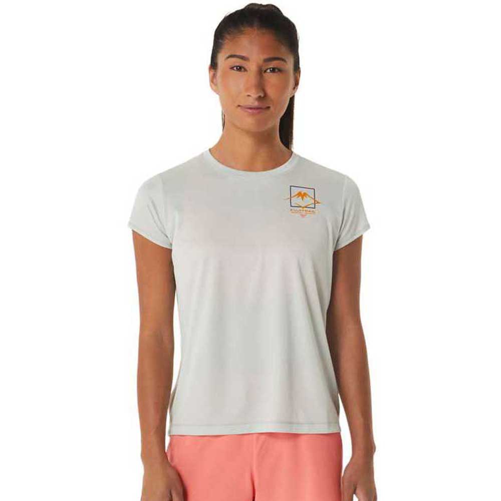 Asics Fujitrail Logo Short Sleeve T-shirt Grau S Frau von Asics