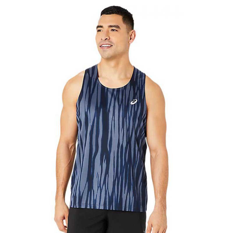 Asics Road All Over Print Sleeveless T-shirt Blau S Mann von Asics