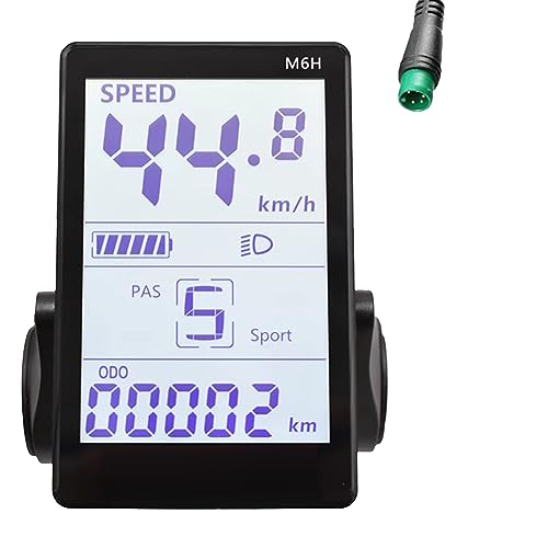 Asinfter M6H E-Bike LCD Display Meter Armaturenbrett 24 V-60 V Universal E Scooter LCD Panel Bildschirm für E-Bike (5-polig) von Asinfter