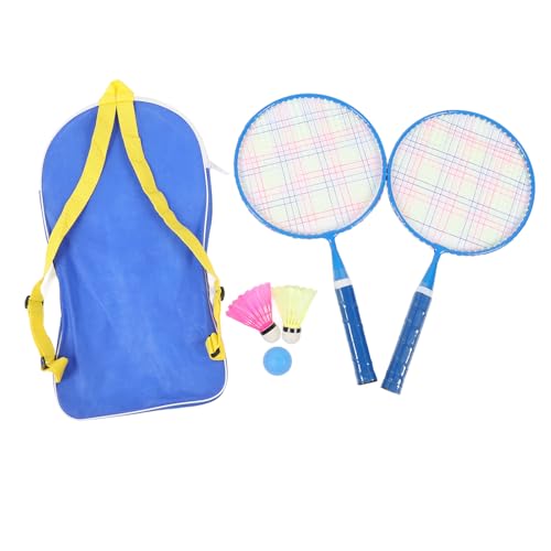 Badmintonschläger für Kinder, 1 Paar Kinder-Badmintonschläger mit 2 Federbällen, 1 Tischtennisball-Tragetasche für Indoor- und Outdoor-Sport, Mühelos zu Verwenden (Blue) von Asixxsix