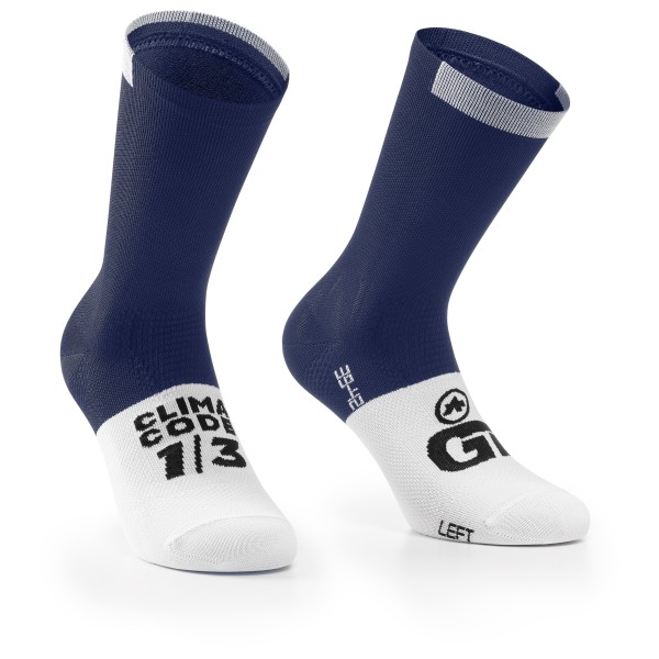 ASSOS - GT Socks C2 - Radsocken Gr II - 43-46 blau/weiß von Assos