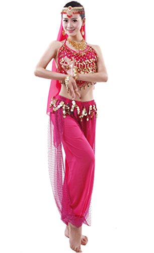 Astage Damen Bauchtanz Kostüm Indischer Tanz Top Hose Alle Zubehör Sets Hotpink Astage Damen Bauchtanz Kostüm Indischer Tanz Top Hose Alle Zubehör Sets Hotpink von Astage