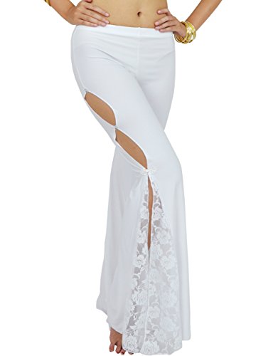 Astage Frauen Lace Side Split Hosen Indien Dance Trousers Arabic Dance Wear Weiß Astage Frauen Lace Side Split Hosen Indien Dance Trousers Arabic Dance Wear Weiß von Astage