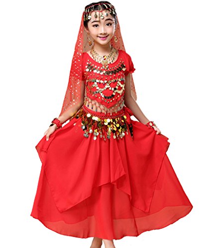 Astage Mädchen Kleid Bauchtanz Indianisch Halloween Karneval Kostüme L Rot von Astage