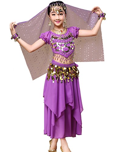 Astage Mädchen Kleid Bauchtanz Indianisch Halloween Karneval Kostüme S Violett Astage Mädchen Kleid Bauchtanz Indianisch Halloween Karneval Kostüme S Violett von Astage