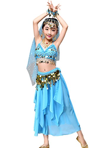 Astage Mädchen Kleid Kinder Bauchtanz Halloween Karneval Kostüm-SätzeHimmelblauL Astage Mädchen Kleid Kinder Bauchtanz Halloween Karneval Kostüm-SätzeHimmelblauL von Astage