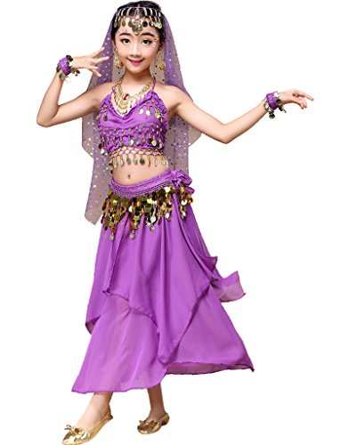 Astage Mädchen Kleid Kinder Bauchtanz Halloween Karneval Kostüm-SätzeViolettM Astage Mädchen Kleid Kinder Bauchtanz Halloween Karneval Kostüm-SätzeViolettM von Astage