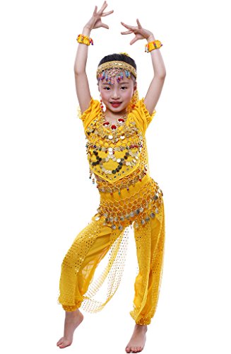 Astage Mädchen Short Sleeve Bauchtanz Kostüm Set Alle Ornamente Gelb XL Astage Mädchen Short Sleeve Bauchtanz Kostüm Set Alle Ornamente Gelb XL von Astage