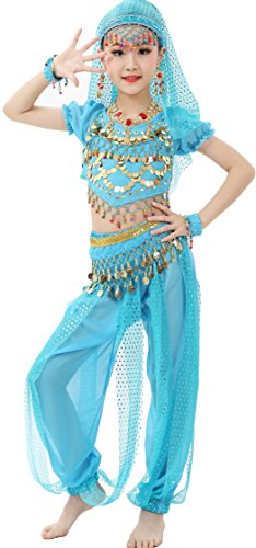 Astage Mädchen Short Sleeve Bauchtanz Kostüm Set Alle Ornamente Himmelblau L Astage Mädchen Short Sleeve Bauchtanz Kostüm Set Alle Ornamente Himmelblau L von Astage