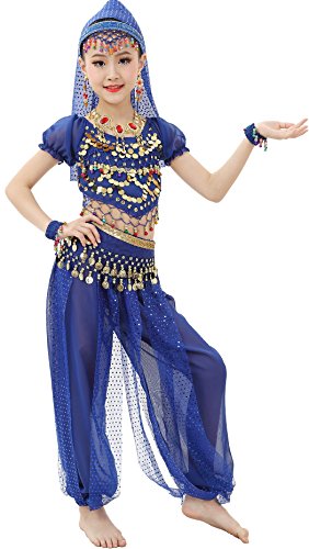 Astage Mädchen Short Sleeve Bauchtanz Kostüm Set Alle Ornamente Königsblau M Astage Mädchen Short Sleeve Bauchtanz Kostüm Set Alle Ornamente Königsblau M von Astage
