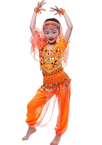 Astage Mädchen Short Sleeve Bauchtanz Kostüm Set Alle Ornamente Orange L Astage Mädchen Short Sleeve Bauchtanz Kostüm Set Alle Ornamente Orange L von Astage