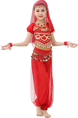 Astage Mädchen Short Sleeve Bauchtanz Kostüm Set Alle Ornamente Rot S Astage Mädchen Short Sleeve Bauchtanz Kostüm Set Alle Ornamente Rot S von Astage