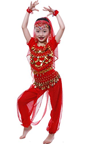 Astage Mädchen Short Sleeve Bauchtanz Kostüm Set Alle Ornamente Rot XL Astage Mädchen Short Sleeve Bauchtanz Kostüm Set Alle Ornamente Rot XL von Astage