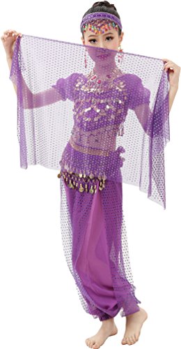 Astage Mädchen Short Sleeve Bauchtanz Kostüm Set Alle Ornamente Violett S Astage Mädchen Short Sleeve Bauchtanz Kostüm Set Alle Ornamente Violett S von Astage