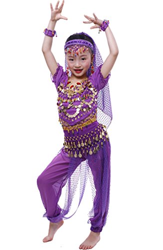 Astage Mädchen Short Sleeve Bauchtanz Kostüm Set Alle Ornamente Violett XL Astage Mädchen Short Sleeve Bauchtanz Kostüm Set Alle Ornamente Violett XL von Astage