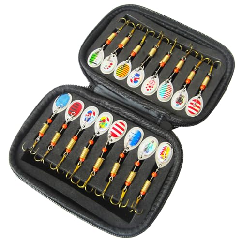 Asukohu 16Pcs Angeln Pailletten Köder Köder Metall Angeln Lockt Löffel Harte Angeln Lockt Angeln Löffel Köder Triple Haken Set von Asukohu