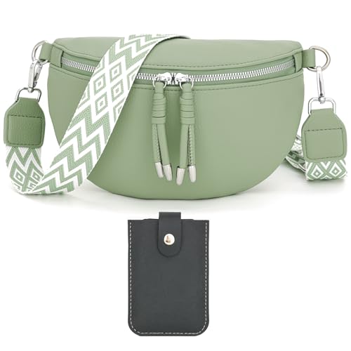 Atgbiem Bauchtasche Damen Stylisch Umhängetasche Damen Crossbody Bag Damen Breiter Gurt Soja Grün mit Kreditkartenhalter Atgbiem Bauchtasche Damen Stylisch Umhängetasche Damen Crossbody Bag Damen Breiter Gurt Soja Grün mit Kreditkartenhalter von Atgbiem