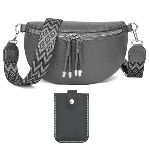 Atgbiem Umhängetasche Damen Bauchtasche Damen Stylisch Crossbody Bag Damen Breiter Gurt Dunkelgrau mit Kreditkartenhalter Atgbiem Umhängetasche Damen Bauchtasche Damen Stylisch Crossbody Bag Damen Breiter Gurt Dunkelgrau mit Kreditkartenhalter von Atgbiem
